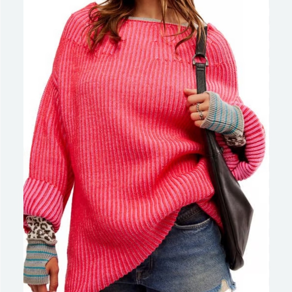 Free People Pink Off-the-Shoulder Sweater